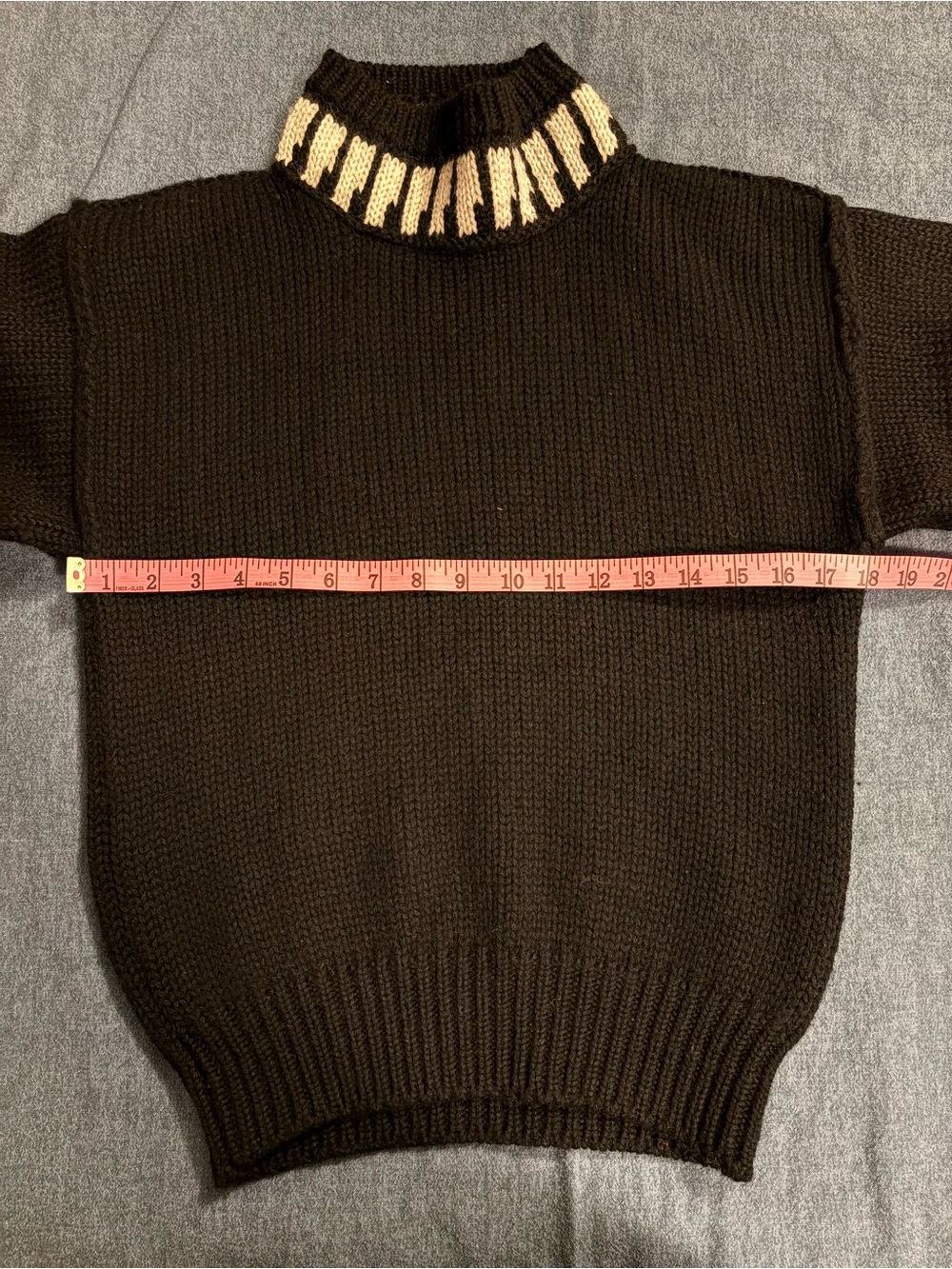Esprit Sport Vintage 100% Wool Chunky Black White Piano Turtleneck Sweater - Picture 4 of 7